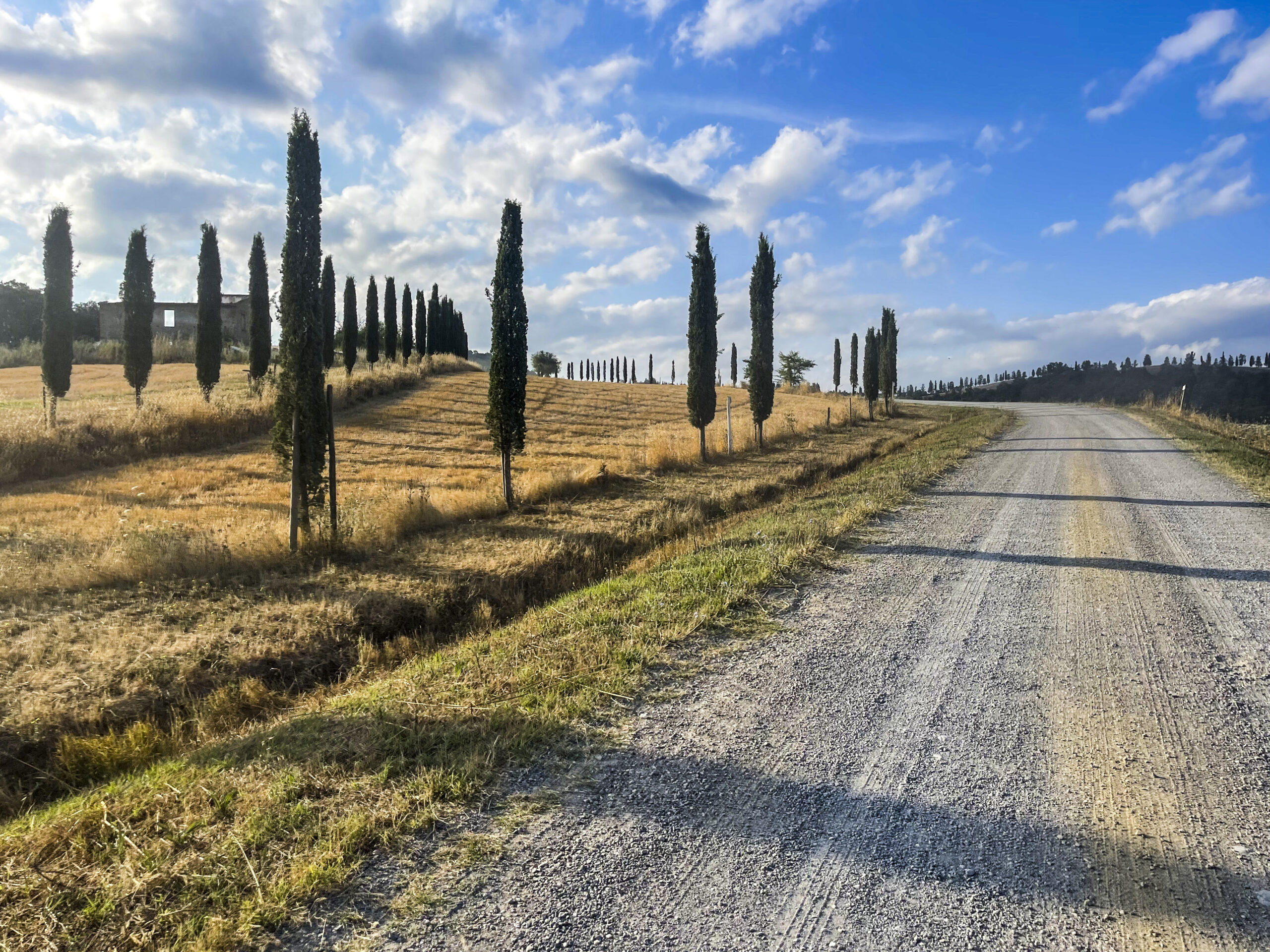 Colline e campi verdi sotto un cielo di nuvole